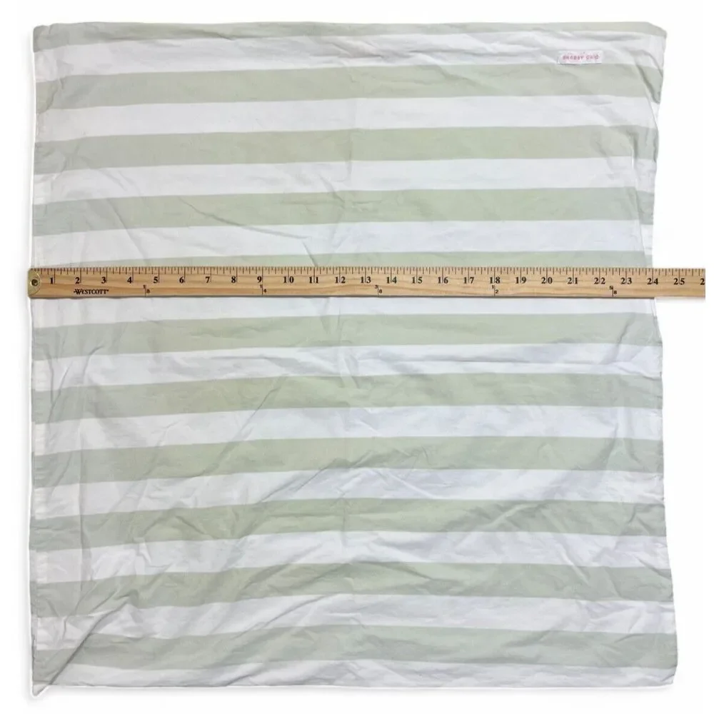 Vintage Shabby Chic Rachel Ashwell Couture Euro Sham Stripe Cotton Green 26x26